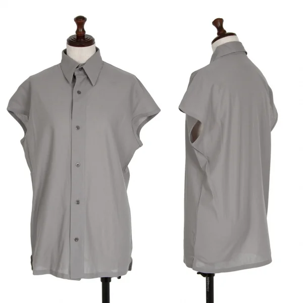 ヨウジヤマモト ファムYohji Yamamoto FEMME コットンポリボックスシルエットシャツ グレー3 K-115840_001