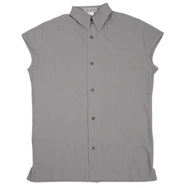 ヨウジヤマモト ファムYohji Yamamoto FEMME コットンポリボックスシルエットシャツ グレー3 K-115840_002