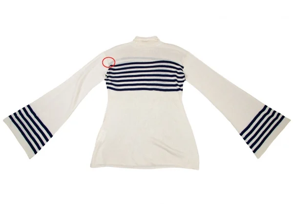 ヨウジヤマモト ファムYohji Yamamoto FEMMEシルクフレアスリーブボーダーロングニット アイボリーM K-115841_010