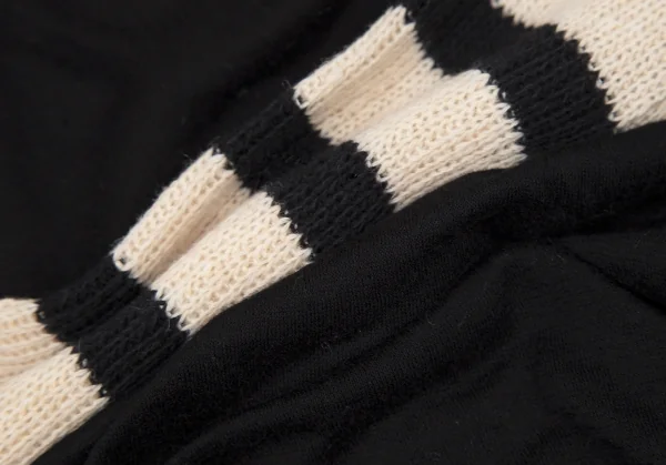 ヨウジヤマモト ファムYohji Yamamoto FEMME 袖ボーダーニット切替カーディガン 黒ベージュ2 K-115843_012
