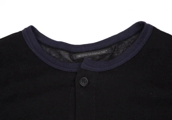 ヨウジヤマモト ファムYohji Yamamoto FEMME 袖ボーダーニット切替カーディガン 黒ベージュ2 K-115843_003