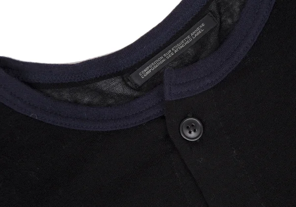 ヨウジヤマモト ファムYohji Yamamoto FEMME 袖ボーダーニット切替カーディガン 黒ベージュ2 K-115843_004