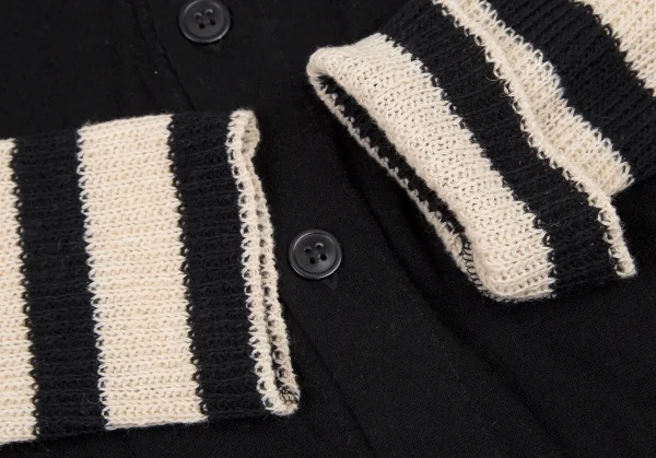 ヨウジヤマモト ファムYohji Yamamoto FEMME 袖ボーダーニット切替カーディガン 黒ベージュ2 K-115843_007