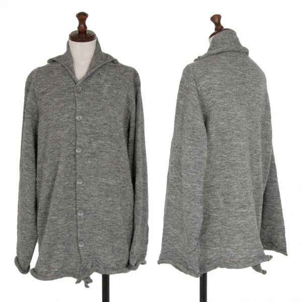 ヨウジヤマモト ファムYohji Yamamoto FEMMEウールラグランスリーブニットジャケット グレーM K-115845_001