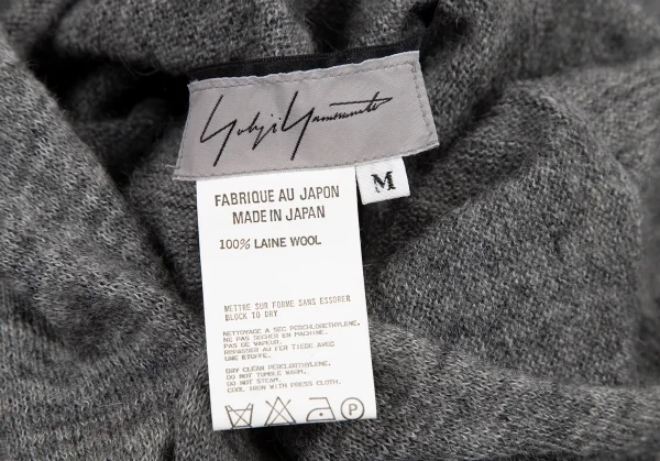 ヨウジヤマモト ファムYohji Yamamoto FEMMEウールラグランスリーブニットジャケット グレーM K-115845_014