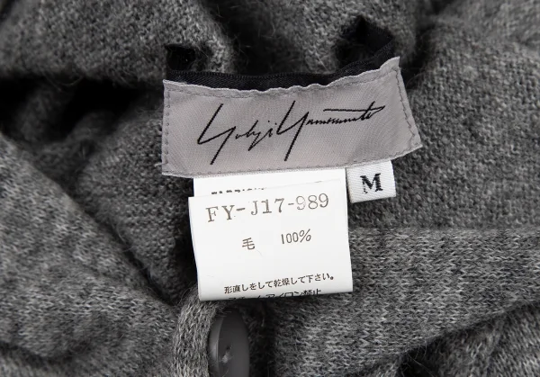 ヨウジヤマモト ファムYohji Yamamoto FEMMEウールラグランスリーブニットジャケット グレーM K-115845_015