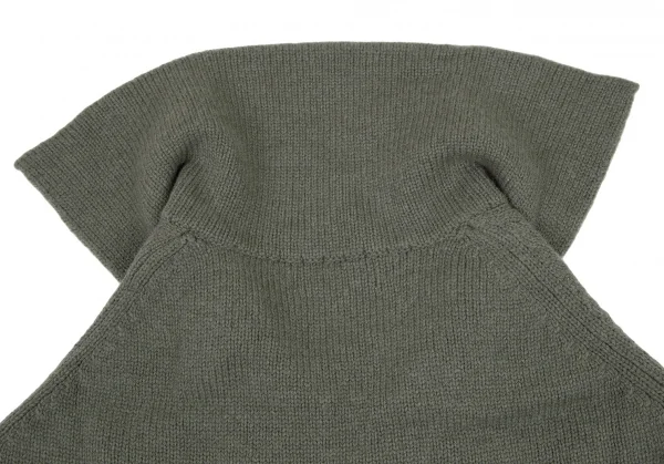ヨウジヤマモト ファムYohji Yamamoto FEMME ウールナイロンセーラーカラーノースリーブニット カーキグリーン3 K-115846_010