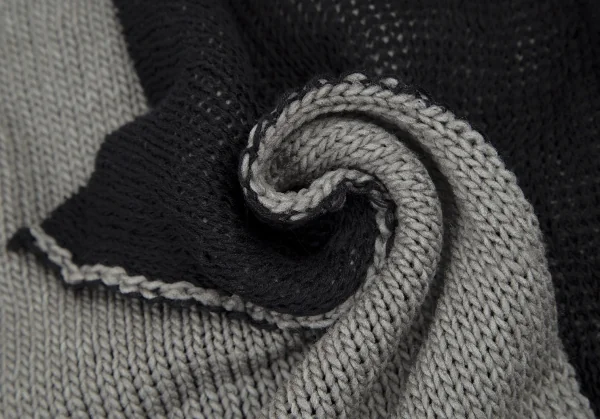 ヨウジヤマモト ファムYohji Yamamoto FEMME ウールシルクピン留めノースリーブロングニットカーディガン 黒グレー3 K-115848_013