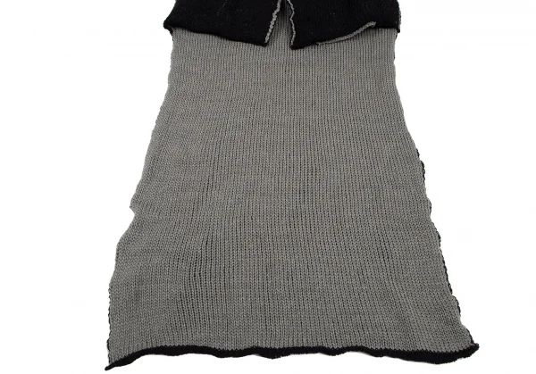 ヨウジヤマモト ファムYohji Yamamoto FEMME ウールシルクピン留めノースリーブロングニットカーディガン 黒グレー3 K-115848_008