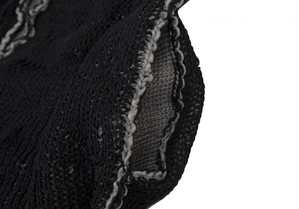 ヨウジヤマモト ファムYohji Yamamoto FEMME ウールシルクピン留めノースリーブロングニットカーディガン 黒グレー3 K-115848_009