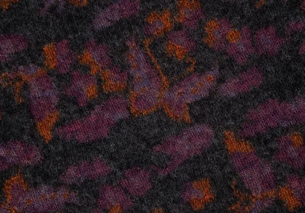 ヨウジヤマモト ファムYohji Yamamoto FEMME バタフライジャガードハイネックニットセーター チャコール紫オレンジ3 K-115850_010