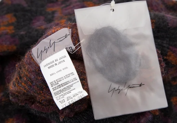 ヨウジヤマモト ファムYohji Yamamoto FEMME バタフライジャガードハイネックニットセーター チャコール紫オレンジ3 K-115850_012