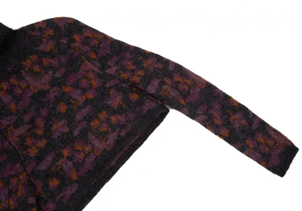 ヨウジヤマモト ファムYohji Yamamoto FEMME バタフライジャガードハイネックニットセーター チャコール紫オレンジ3 K-115850_005