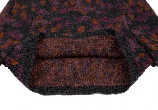 ヨウジヤマモト ファムYohji Yamamoto FEMME バタフライジャガードハイネックニットセーター チャコール紫オレンジ3 K-115850_008