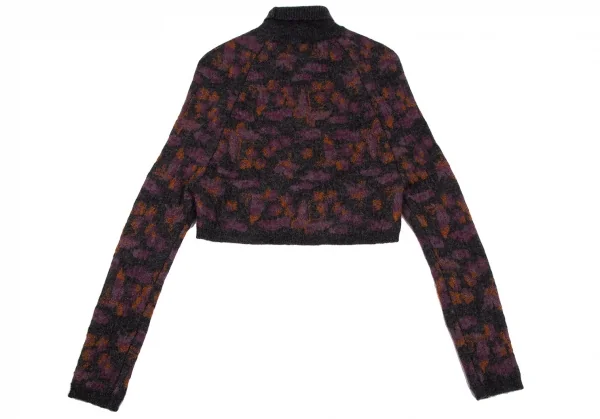 ヨウジヤマモト ファムYohji Yamamoto FEMME バタフライジャガードハイネックニットセーター チャコール紫オレンジ3 K-115850_009