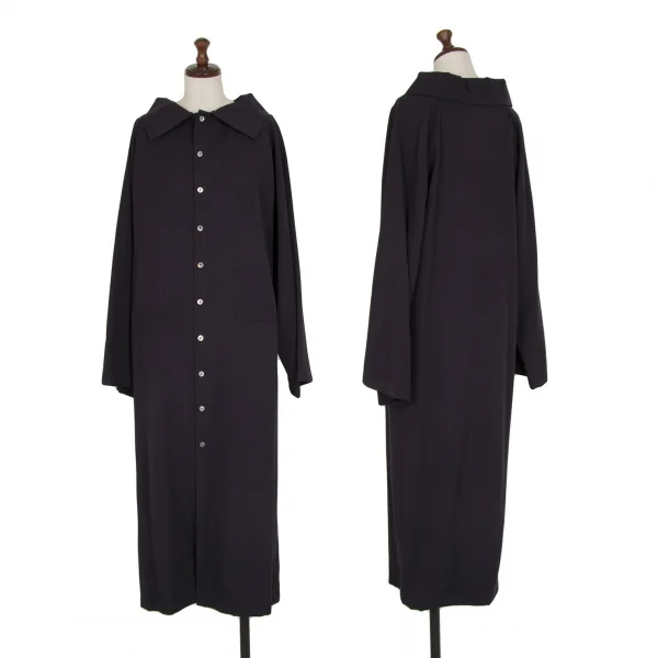 Yohji Yamamoto FEMME Wool Shirt Dress Navy S K-115855_001