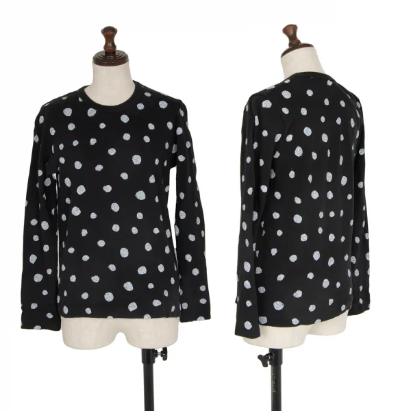 ブラックコムデギャルソンBLACK COMME des GARCONS 手描きドットプリントカットソー 黒S K-115858_001
