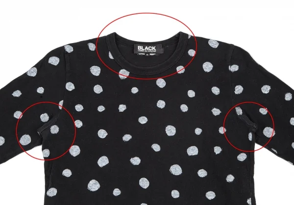 ブラックコムデギャルソンBLACK COMME des GARCONS 手描きドットプリントカットソー 黒S K-115858_003
