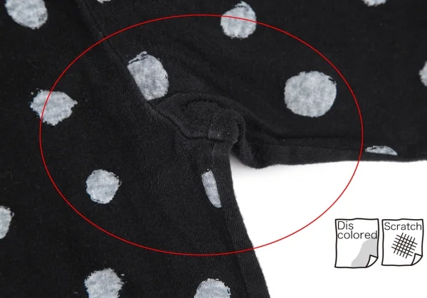 ブラックコムデギャルソンBLACK COMME des GARCONS 手描きドットプリントカットソー 黒S K-115858_004