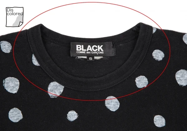 ブラックコムデギャルソンBLACK COMME des GARCONS 手描きドットプリントカットソー 黒S K-115858_006