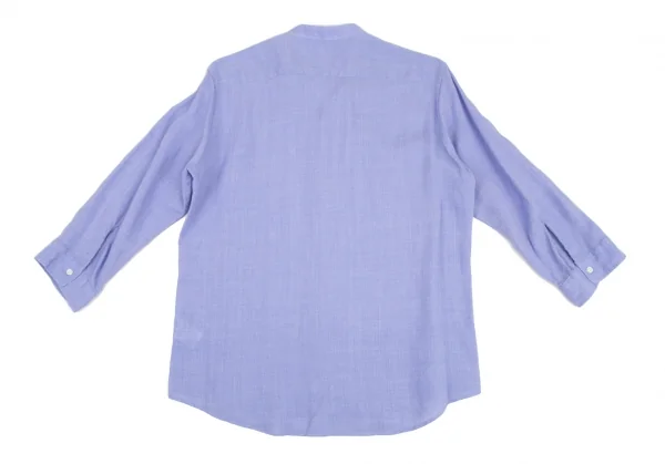 シップスSHIPS リネンポリバンドカラー七分袖シャツ 水色M K-115868_010