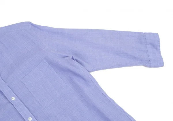 シップスSHIPS リネンポリバンドカラー七分袖シャツ 水色M K-115868_006