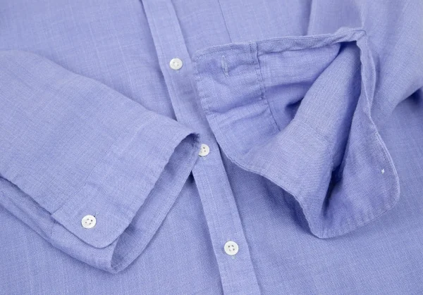 シップスSHIPS リネンポリバンドカラー七分袖シャツ 水色M K-115868_007