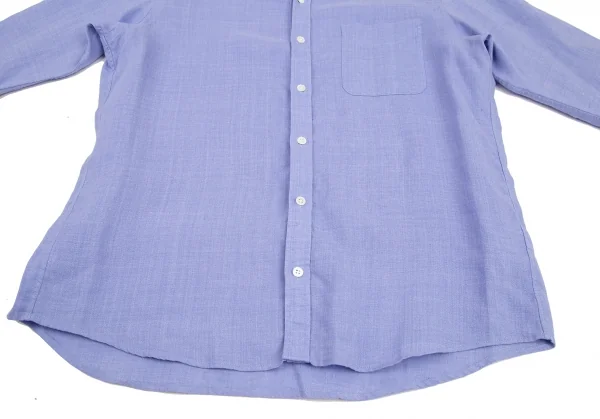 シップスSHIPS リネンポリバンドカラー七分袖シャツ 水色M K-115868_008