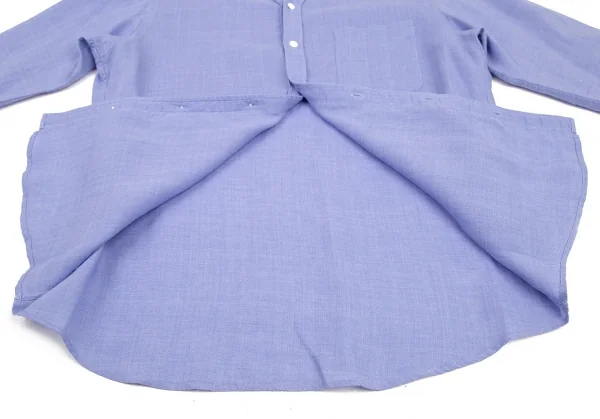 シップスSHIPS リネンポリバンドカラー七分袖シャツ 水色M K-115868_009