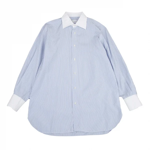 エルメネジルドゼニアErmenegildo Zegna ストライプクレリックシャツ 白水色M K-115874_001