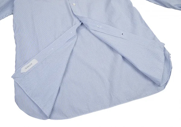 エルメネジルドゼニアErmenegildo Zegna ストライプクレリックシャツ 白水色M K-115874_011