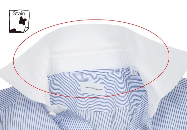 エルメネジルドゼニアErmenegildo Zegna ストライプクレリックシャツ 白水色M K-115874_004