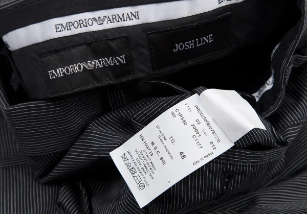 エンポリオアルマーニEMPORIO ARMANI ストレッチコットンナイロンピンストライプパンツ 黒白48 K-115883_012