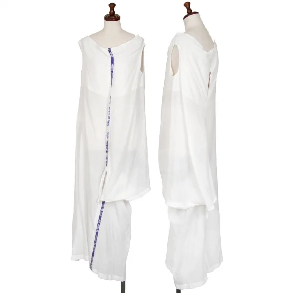 ヨウジヤマモト ファムYohji Yamamoto FEMME インドコットンテープ切替アシンメトリーサロペットワンピース オフ2 K-115888_001