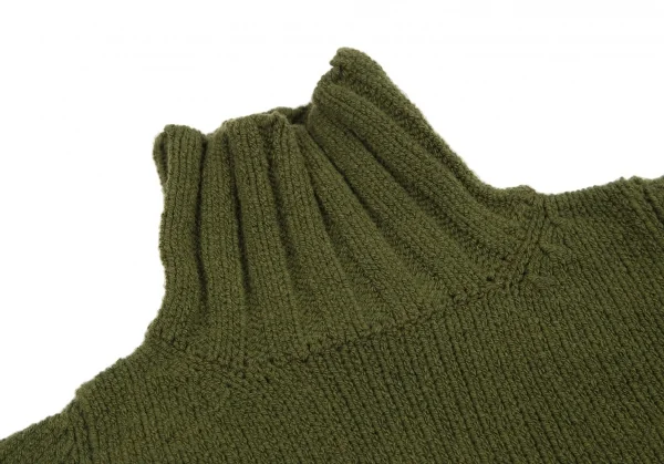 ヨウジヤマモト ファムYohji Yamamoto FEMME ウールハイネックスーパーロングニットワンピース 緑S K-115889_004