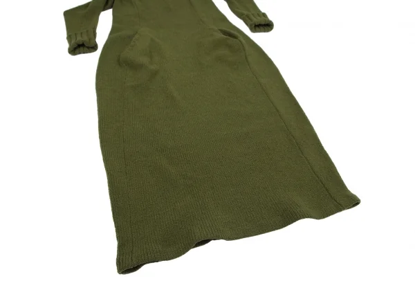 ヨウジヤマモト ファムYohji Yamamoto FEMME ウールハイネックスーパーロングニットワンピース 緑S K-115889_008