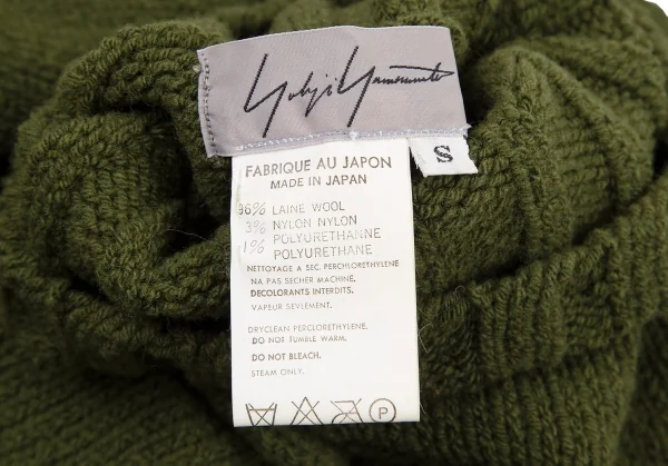 ヨウジヤマモト ファムYohji Yamamoto FEMME ウールハイネックスーパーロングニットワンピース 緑S K-115889_013