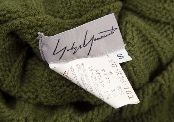ヨウジヤマモト ファムYohji Yamamoto FEMME ウールハイネックスーパーロングニットワンピース 緑S K-115889_014