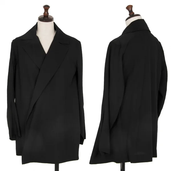 ヨウジヤマモト ファムYohji Yamamoto FEMME ウールギャバベルト留めテーラードジャケット 黒S K-115895_001