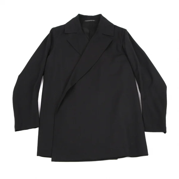 ヨウジヤマモト ファムYohji Yamamoto FEMME ウールギャバベルト留めテーラードジャケット 黒S K-115895_002