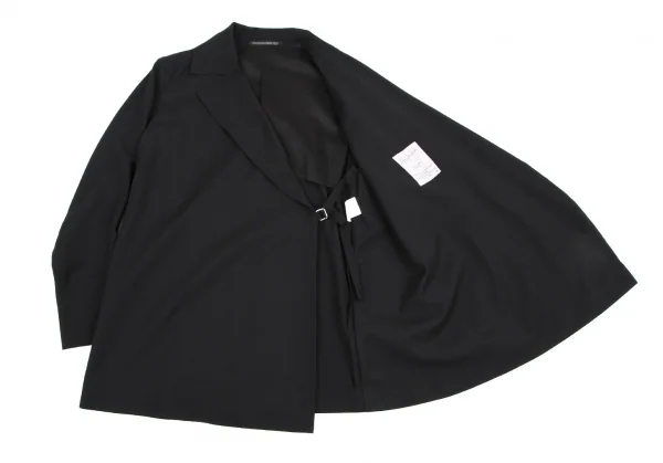 ヨウジヤマモト ファムYohji Yamamoto FEMME ウールギャバベルト留めテーラードジャケット 黒S K-115895_008