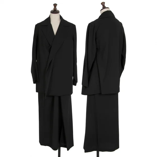 ヨウジヤマモト ファムYohji Yamamoto FEMME ウールギャバコードデザインスカート 黒SS K-115896_011