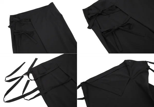 ヨウジヤマモト ファムYohji Yamamoto FEMME ウールギャバベルト留めセットアップスーツ 黒S/SS K-115897_014