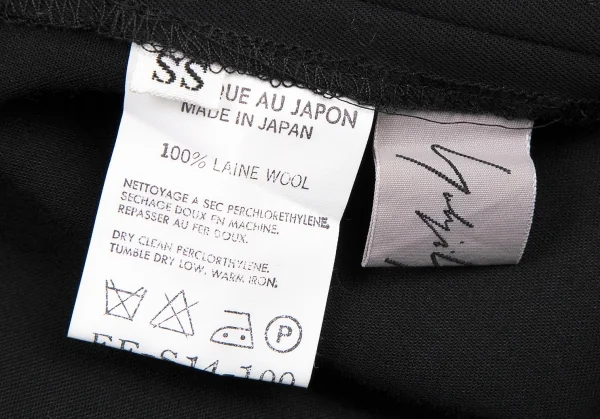 ヨウジヤマモト ファムYohji Yamamoto FEMME ウールギャバベルト留めセットアップスーツ 黒S/SS K-115897_019