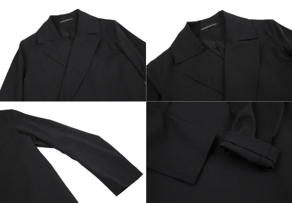 ヨウジヤマモト ファムYohji Yamamoto FEMME ウールギャバベルト留めセットアップスーツ 黒S/SS K-115897_004