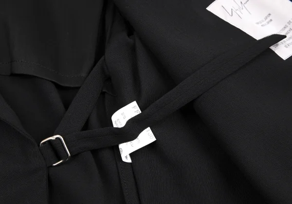 ヨウジヤマモト ファムYohji Yamamoto FEMME ウールギャバベルト留めセットアップスーツ 黒S/SS K-115897_007