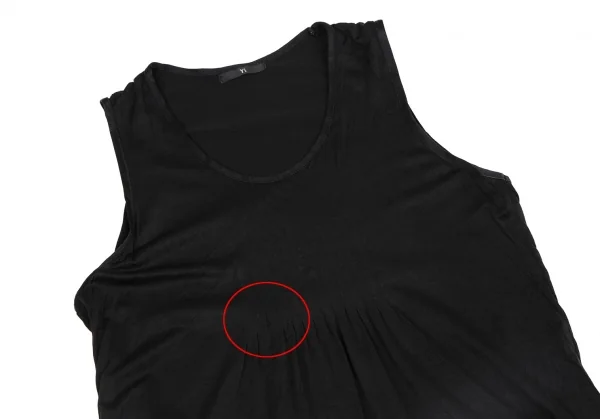 ワイズY's シルクフロントステッチギャザータンクトップ 黒M位 K-115919_003