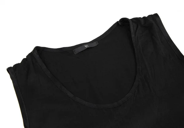 ワイズY's シルクフロントステッチギャザータンクトップ 黒M位 K-115919_005