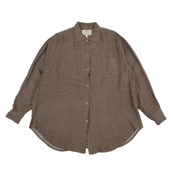 アルマーニジーンズARMANI JEANS レーヨン小花プリントシャツ 茶XS K-115934_001