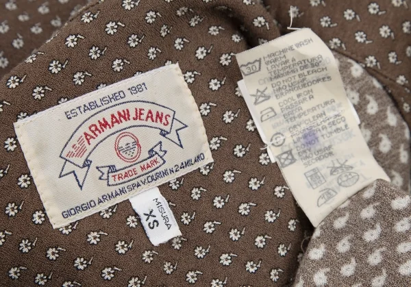アルマーニジーンズARMANI JEANS レーヨン小花プリントシャツ 茶XS K-115934_018